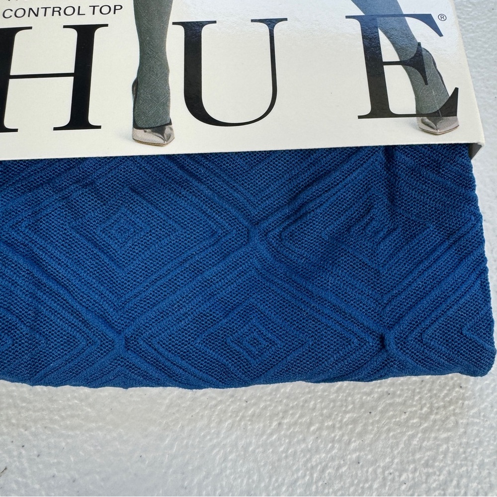 Hue 3D Diamond Tights with Control Top Womens Size 1 Imperial Blue - Picture 3 of 5